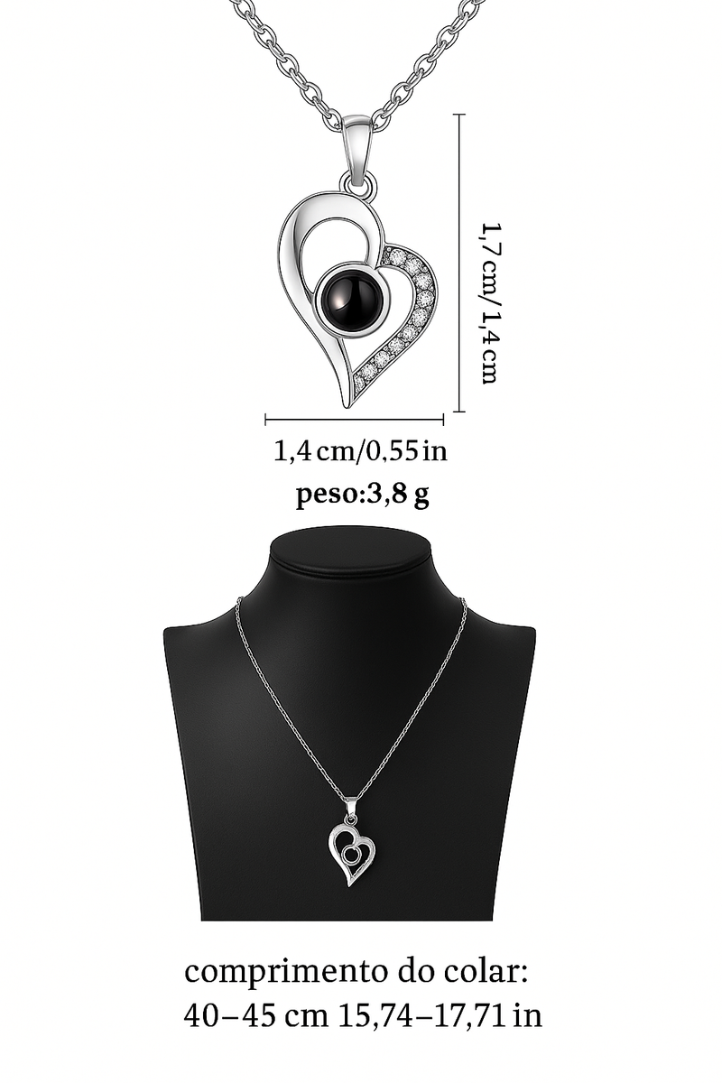 Amor Eterno em Rosa & Prata – Colar com Rosa Preservada na Caixa Luxo